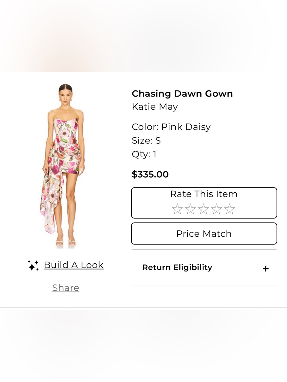 Katie May Pink Floral Strapless Gown
